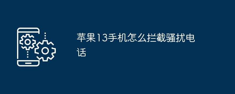 苹果13手机怎么拦截骚扰电话